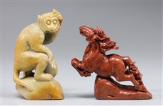 Two Chinese Soapstone Animal Carvings