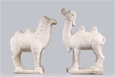 Pair Chinese Carved Marble Camels