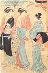 Group of Two Japanese Woodblocks, Torii Kiyonaga (1752-1815) Attributed