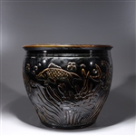 Chinese Black Glazed Porcelain Jardiniere