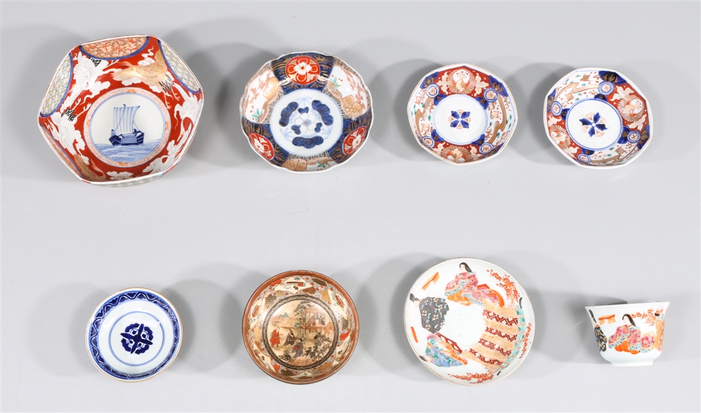 Group of Eight Chinese and Japanese Imari and Satsuma Bowls