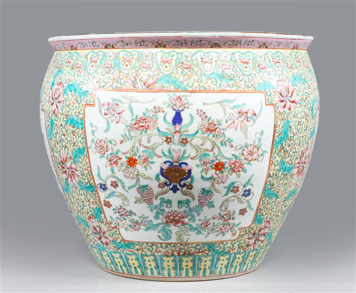 Large Chinese Ceramic Famille Rose Planter Bowl