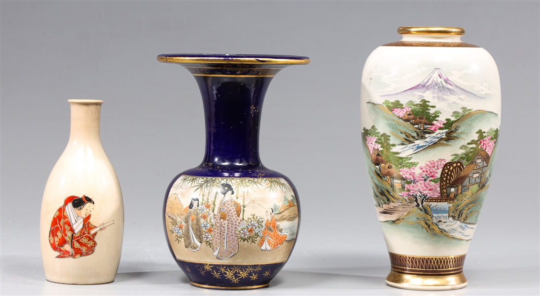 Group of Three Japanese Satsuma Style Vases