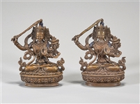 Pair Nepalese Copper Manjushri Figures