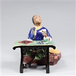 Pair Chinese Ceramic Philosopher Figure with Table