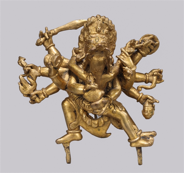 Antique Sino-Tibetan Gilt Copper Alloy Bronze Buddhist Deity