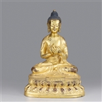 Antique Sino-Tibetan Gilt Copper Seated Buddha