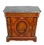 Antique Continental Marquetry Sideboard with Stone Top