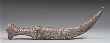Antique Indo-Persian Silver Repousse Jambiya Dagger