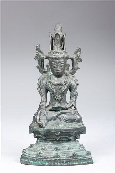 Antique Burmese Bronze Seated Bodhisattva