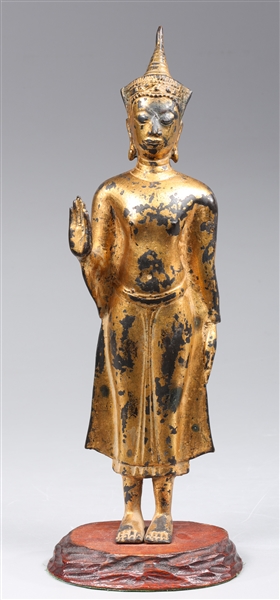 Antique Thai Gilt Bronze Shakyamuni Figure