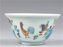 Chinese Wucai Porcelain Chicken Cup