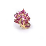 18K Yellow Gold Ruby & Diamond Cocktail Ring