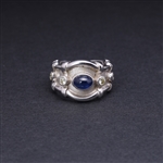 Heavy 18k White Gold Sapphire & Diamond Ring
