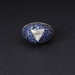 18k Yellow Gold Trillion Cut Diamond & Sapphire Ring by Carla Rici