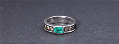 18K White Gold & Emerald Ring by Carlo Rici