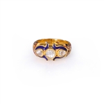 Vintage 22k Gold & Enamel Diamond Ring