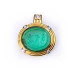 18K Gold & Diamond Pendant with Antique Venetian Glass Cameo Medallion
