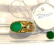 A Fine 18k Yellow Gold Jadeite & Diamond Dress Ring