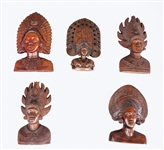 Group of Five Large Vintage Carved Busts