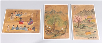 Group of Three Antique Korean Watercolors