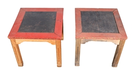 Pair Antique Japanese Red Side Tables