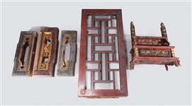 Group of Various Antique Chinese Wood Objects