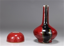 Two Chinese Flambe Glazed Porcelains
