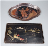Group of Two Antique Lacquer Platter and Tray