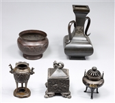 Group of Five Vintage Japanese Bronze Collection