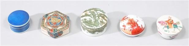 Group of Five Japanese Ceramic Pigment Boxes