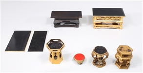 Group of Six Vintage Japanese Gilded Lacquer Stands