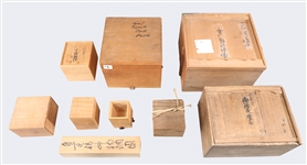 Group of Twenty Six Vintage Japanese Wood Boxes