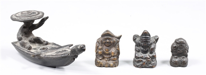 Group of Four Antique Japanese Bronze Figures