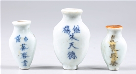 Group of Three Japanese Ceramic Small Snuff Bottles