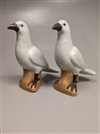 Pair Chinese Export-Style Porcelain Pigeons