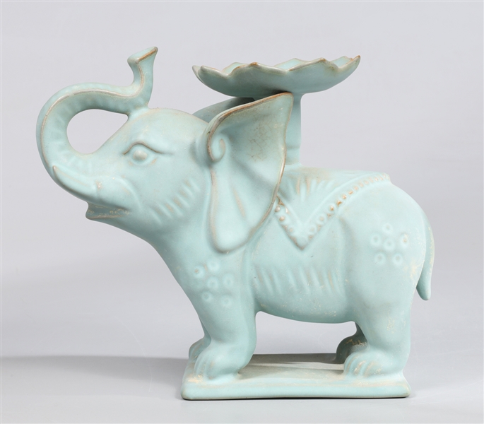 Vintage Chinese Celedon Ceramic Elephant