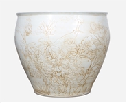 Large Chinese Ceramic White Glaze Fishbowl