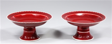 Pair Chinese Oxblood Compote Dishes