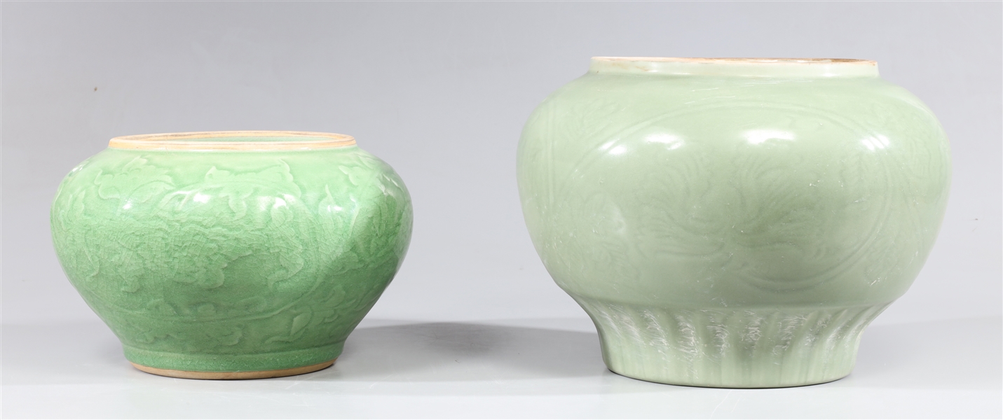 Group of Two Chinese Ceramic Celadon Glaze Bowls