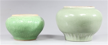 Group of Two Chinese Ceramic Celadon Glaze Bowls