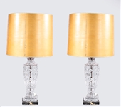 Pair Vintage Hollywood Regency Glass Table Lamps