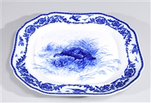 Antique Cauldon Flow Blue Turkey Platter