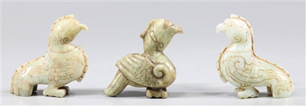 Archaic Chinese Style Carved Hardstone Phoenix Figures