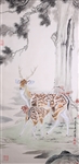Vintage Chinese Scroll, Deer