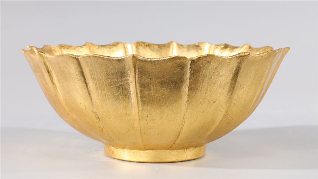 Vintage Chinese Ceramic Gilded Lotus Form Bowl