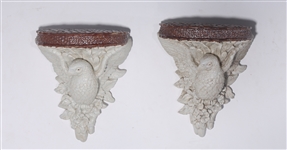 Pair of Chinese glazed porcelain eagle form wall shelves